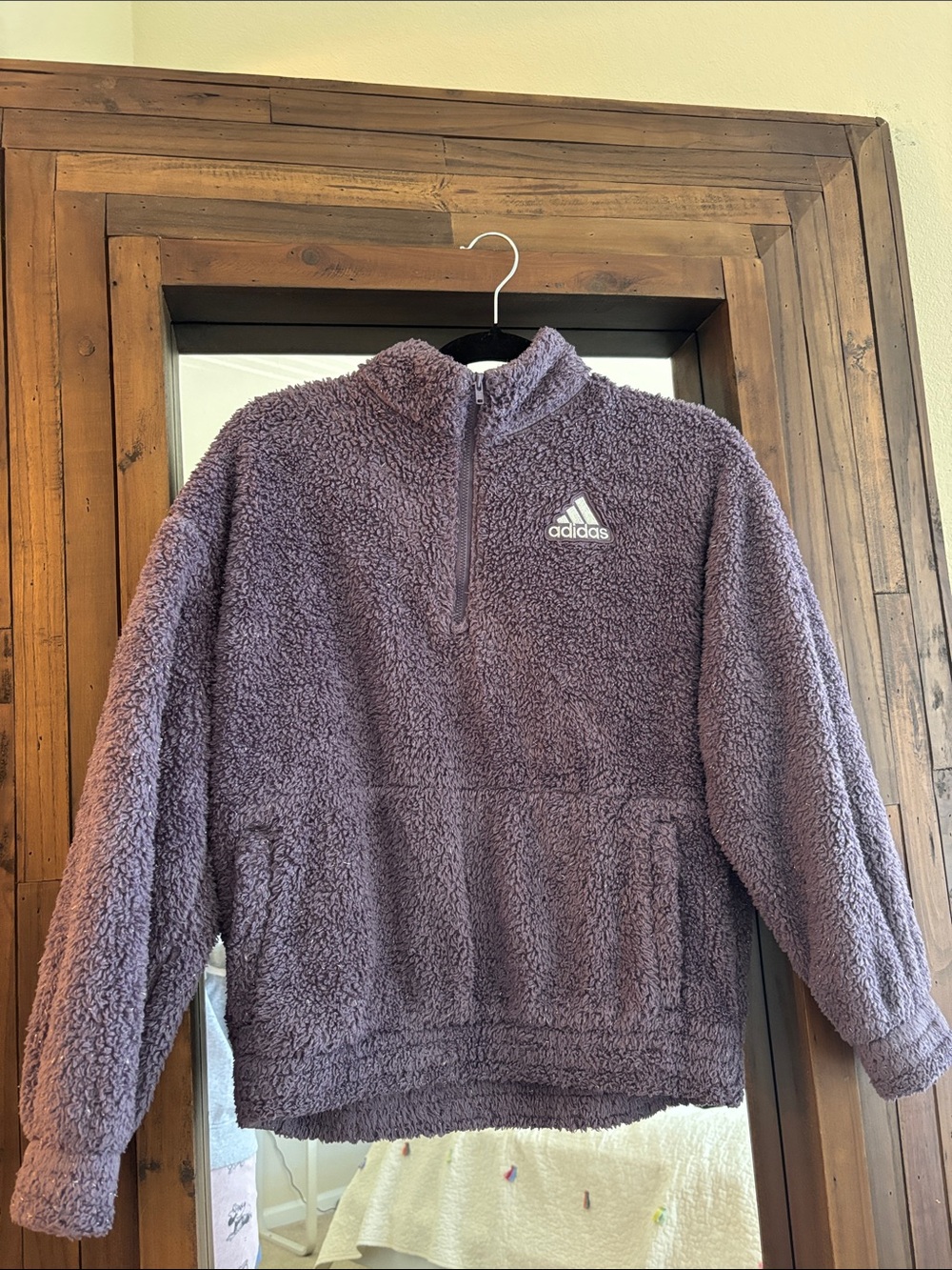 adidas Sherpa Half-Zip Pullover in Mauve